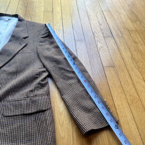 OSCAR DE LA RENTA Size 40S Tan Plaid Two Button Notch Neck Sports Coat Blazer - Picture 8 of 10